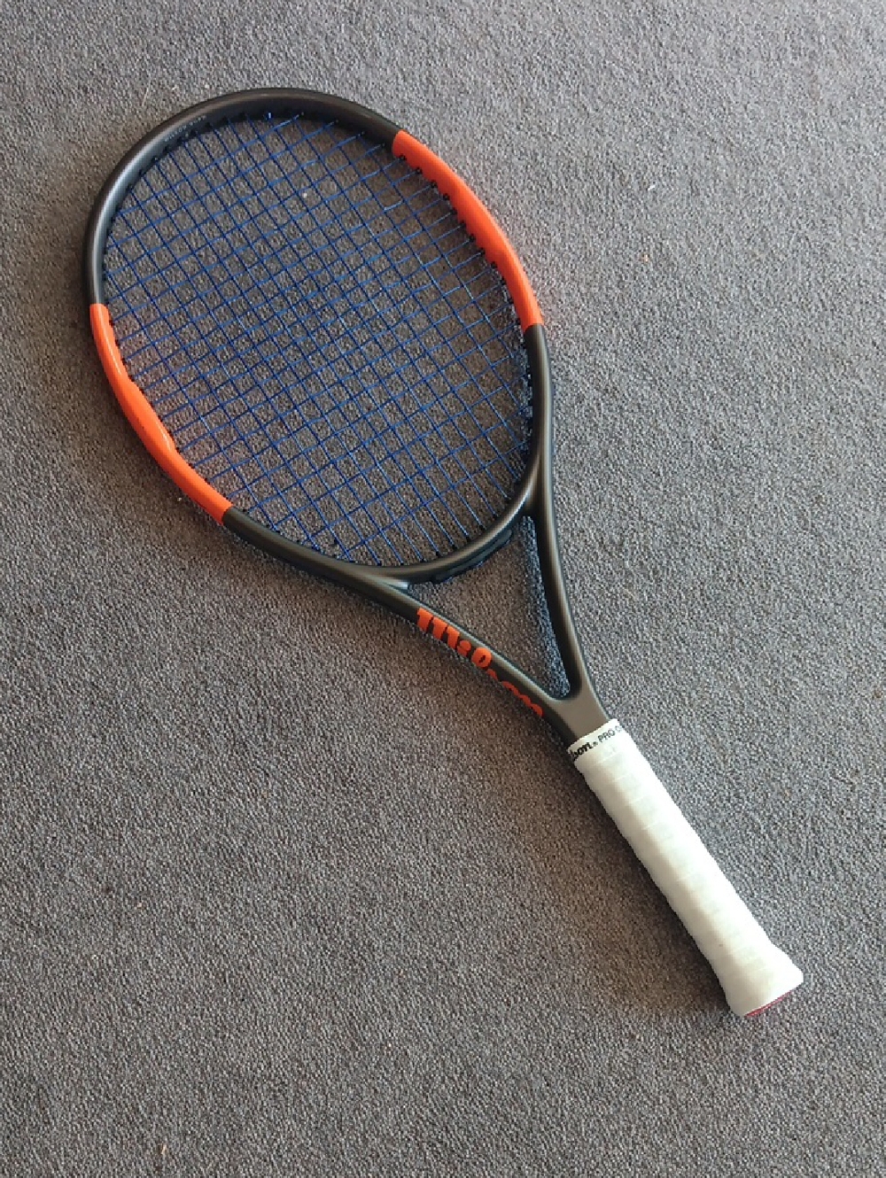 Wilson Burn Team v2.0 w/ 4-1/4 grip strung 7/26 with Solinco Revolution 1.30mm